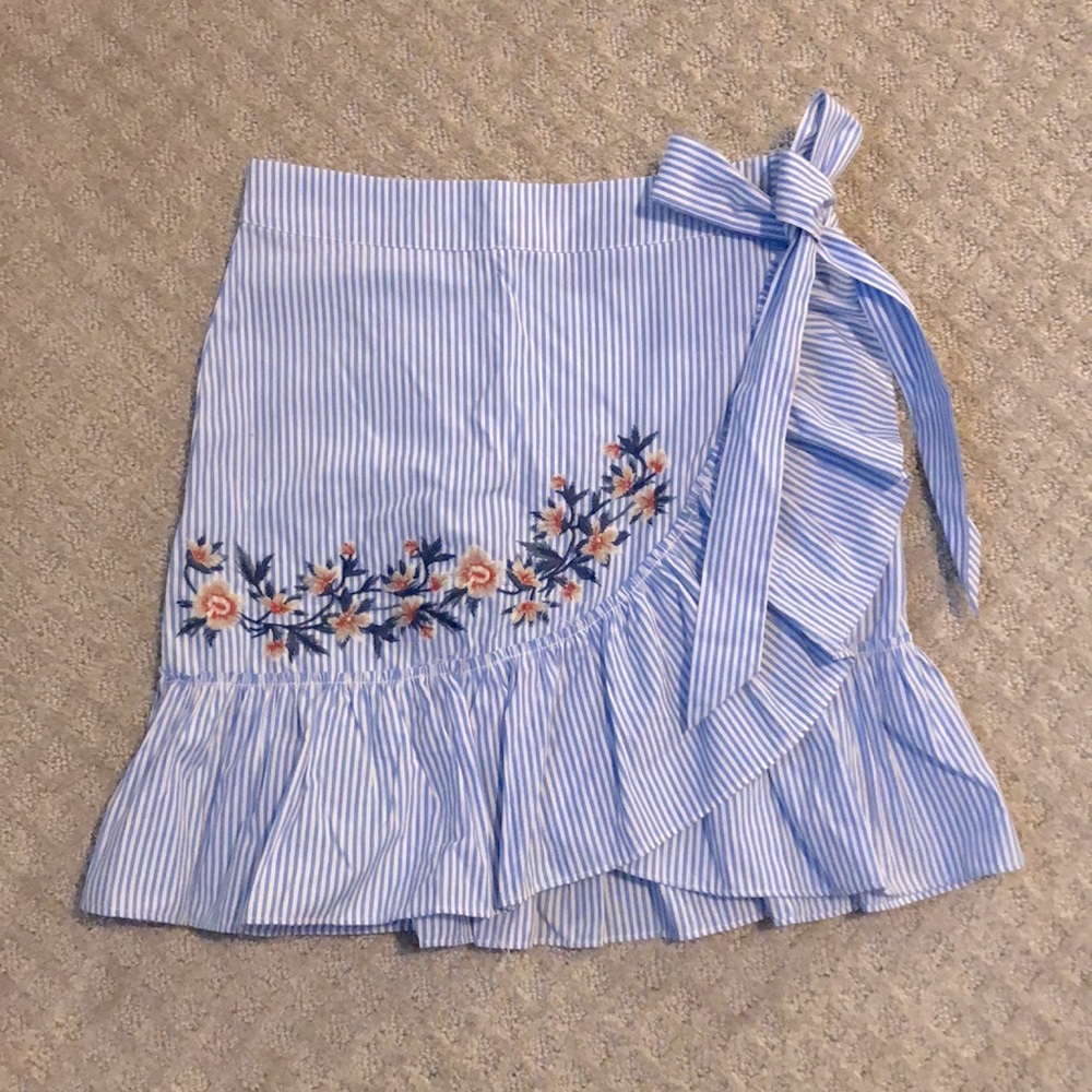 Embroidered striped skirt